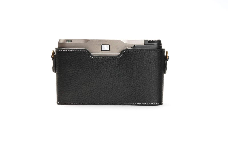 BolinUS Contax T3 Case, BolinUS Handmade Genuine Real Leather Half Camera Case Bag Cover for Contax T3 Camera With Hand Strap (Black) - Image 3